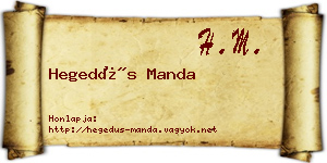 Hegedűs Manda névjegykártya